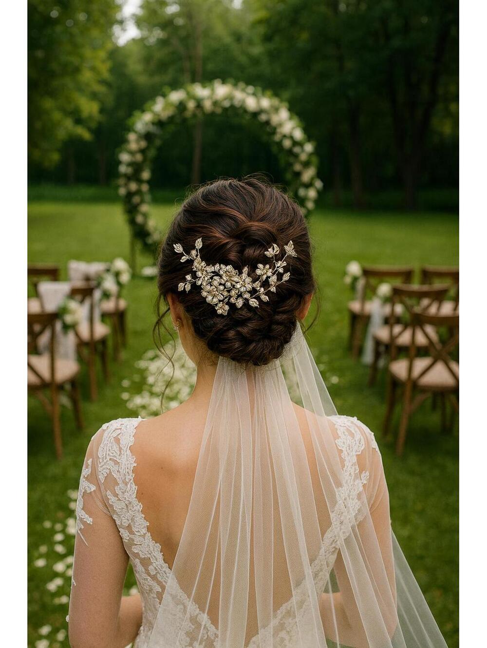 Elegant Gold Floral Hair Comb with Crystals for Weddings and Special Occasions